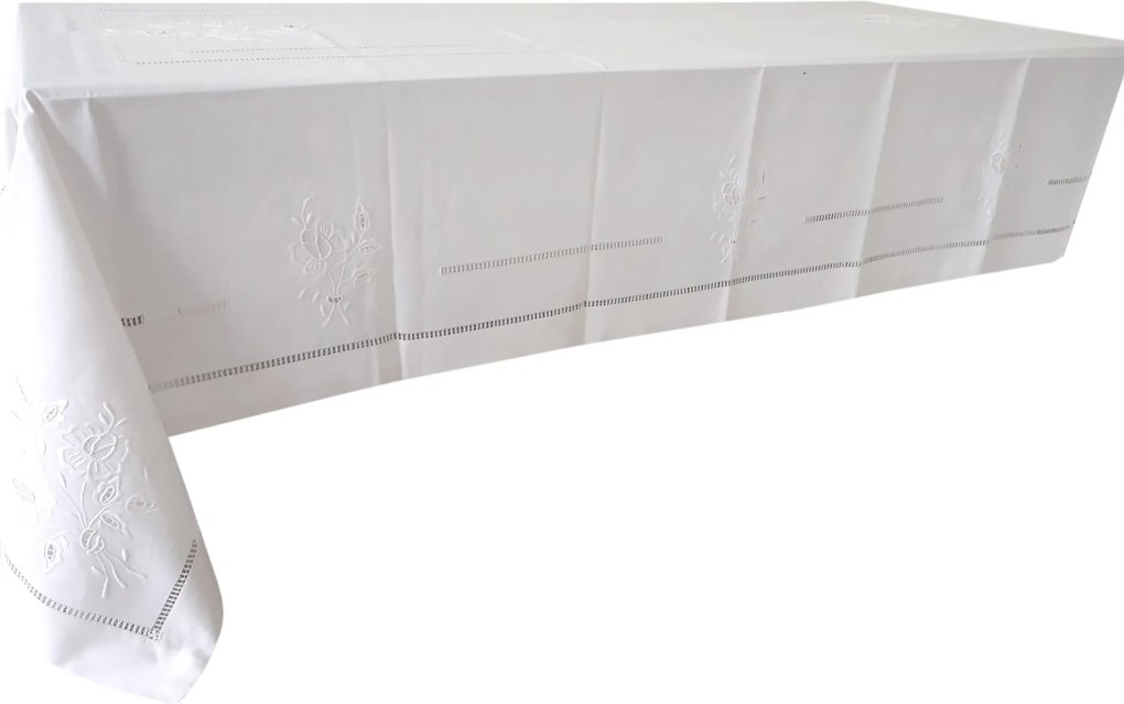 170x270 Toalha de mesa de linho bordada a mão - bordados da lixa Creative Rosemary 2021