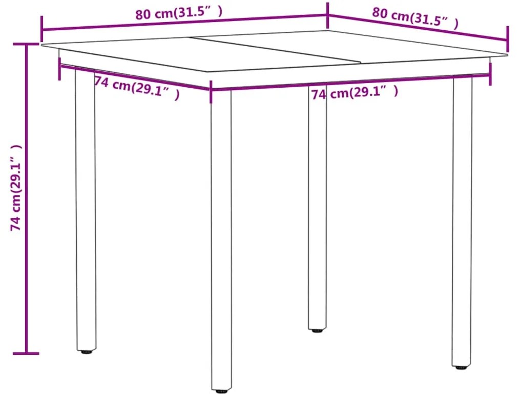 5 pcs conjunto de jantar para jardim castanho