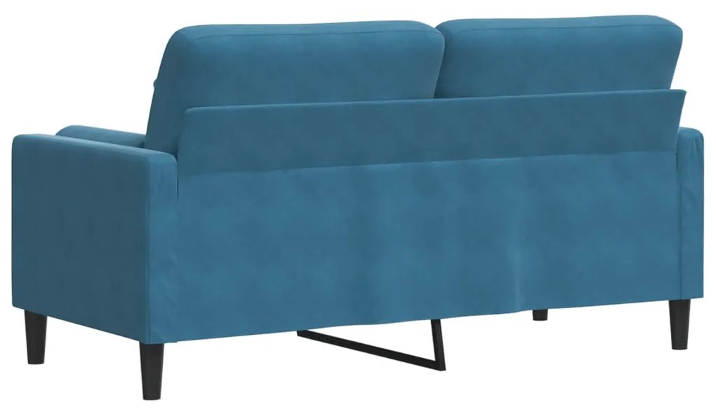 Sofá 2 lugares c/ almofadas decorativas 140 cm veludo azul