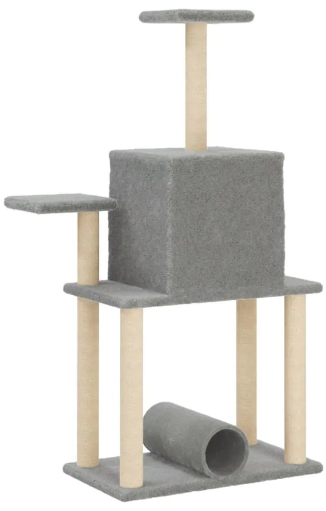Árvore p/ gatos c/ postes arranhadores sisal 122 cm cinza-claro