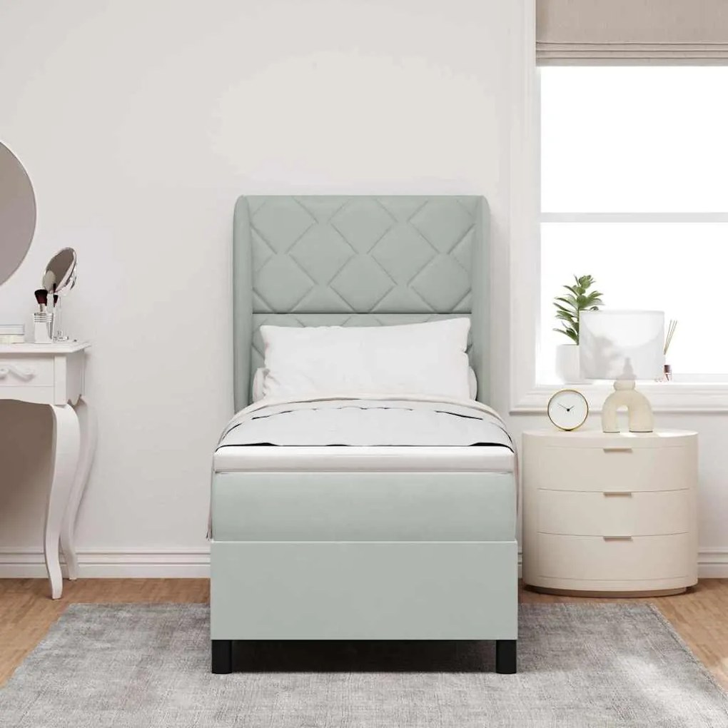 Cama com Estrado e Colchão Cinzento-claro 80x200 cm em Veludo