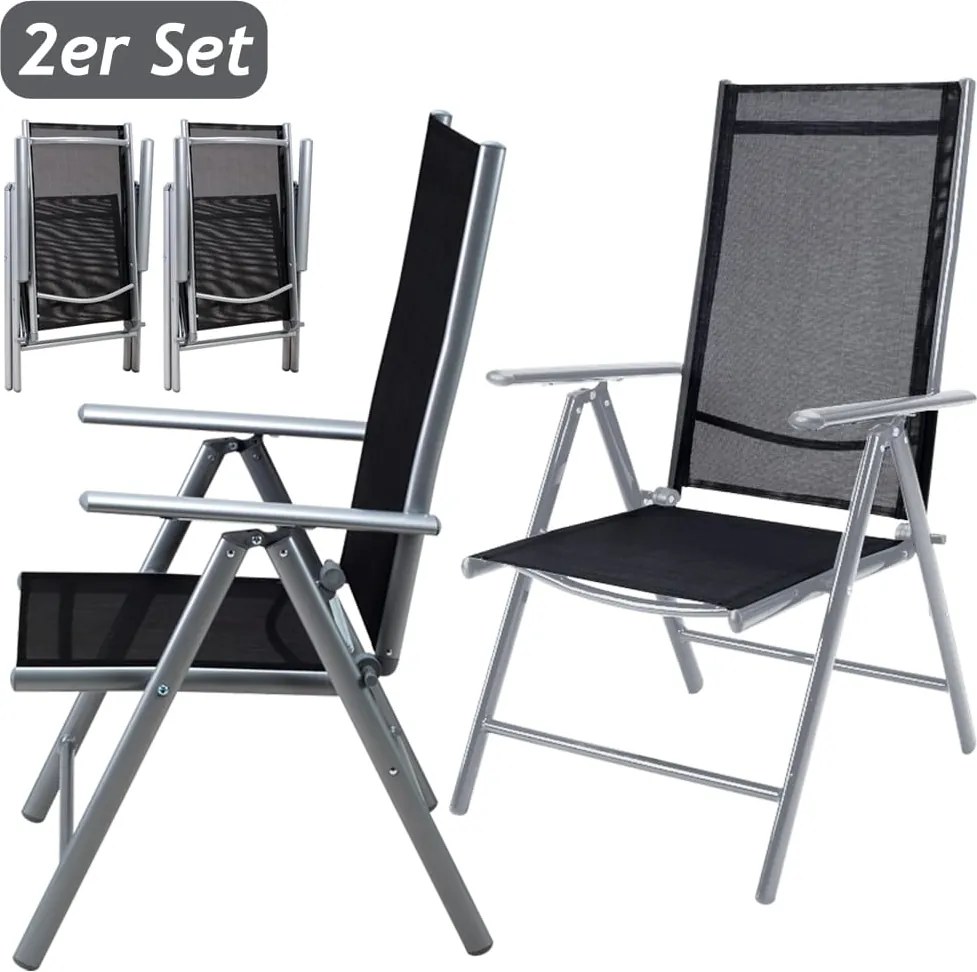 Conjunto de 2 cadeiras de jardim Bern preto/prateadas