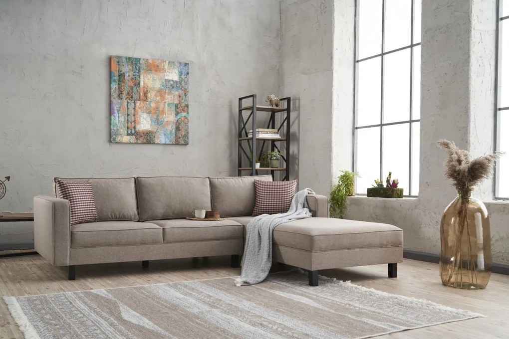 Sofá de Canto Kale – Creme – 258 x 83 x 181 cm