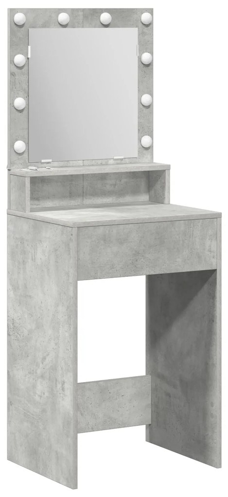 Mesa de Maquilhagem com Luzes LED em Cinzento Betão 50x41x135 cm