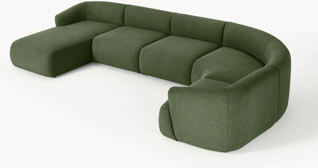 Sofá de canto comprido modular XL em bouclé Sofia