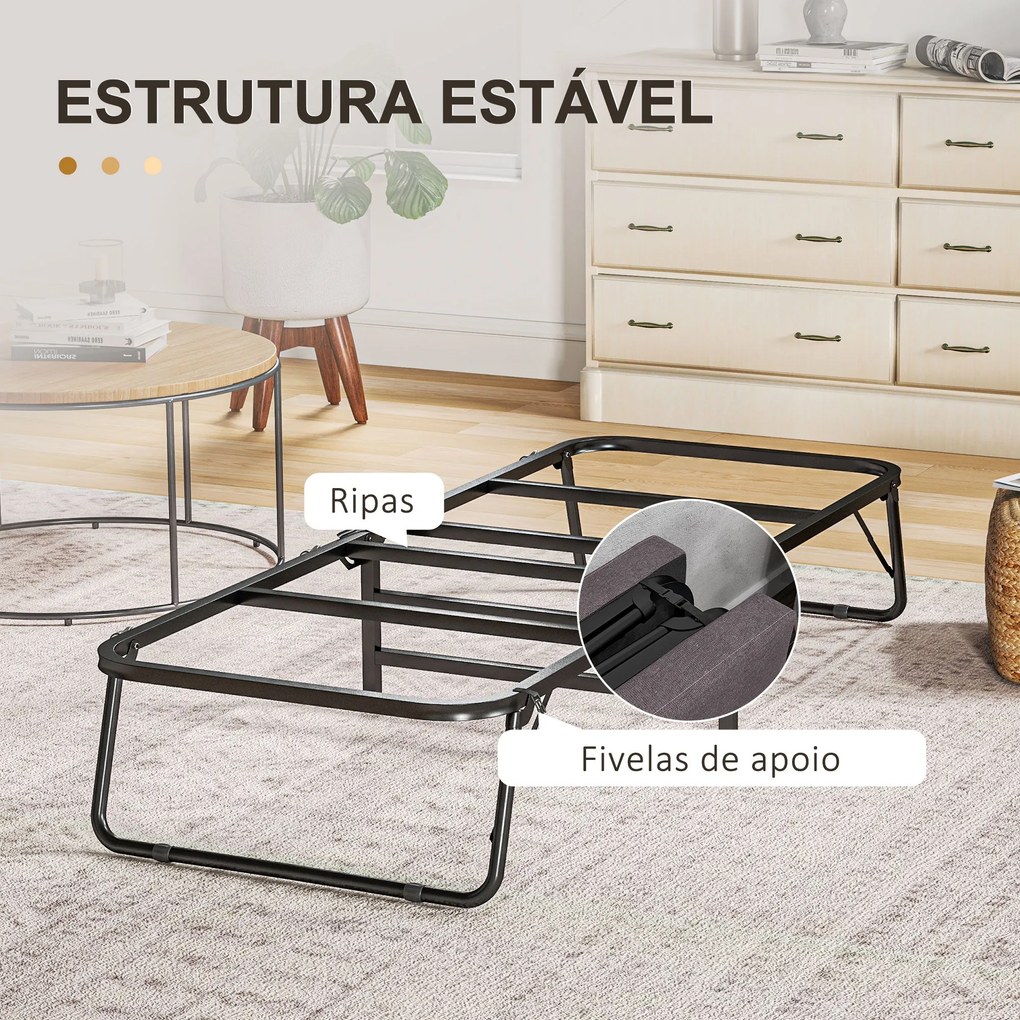 Cama Dobrável 70x180 cm com Colchão de Espuma Cama Dobrável com Encost