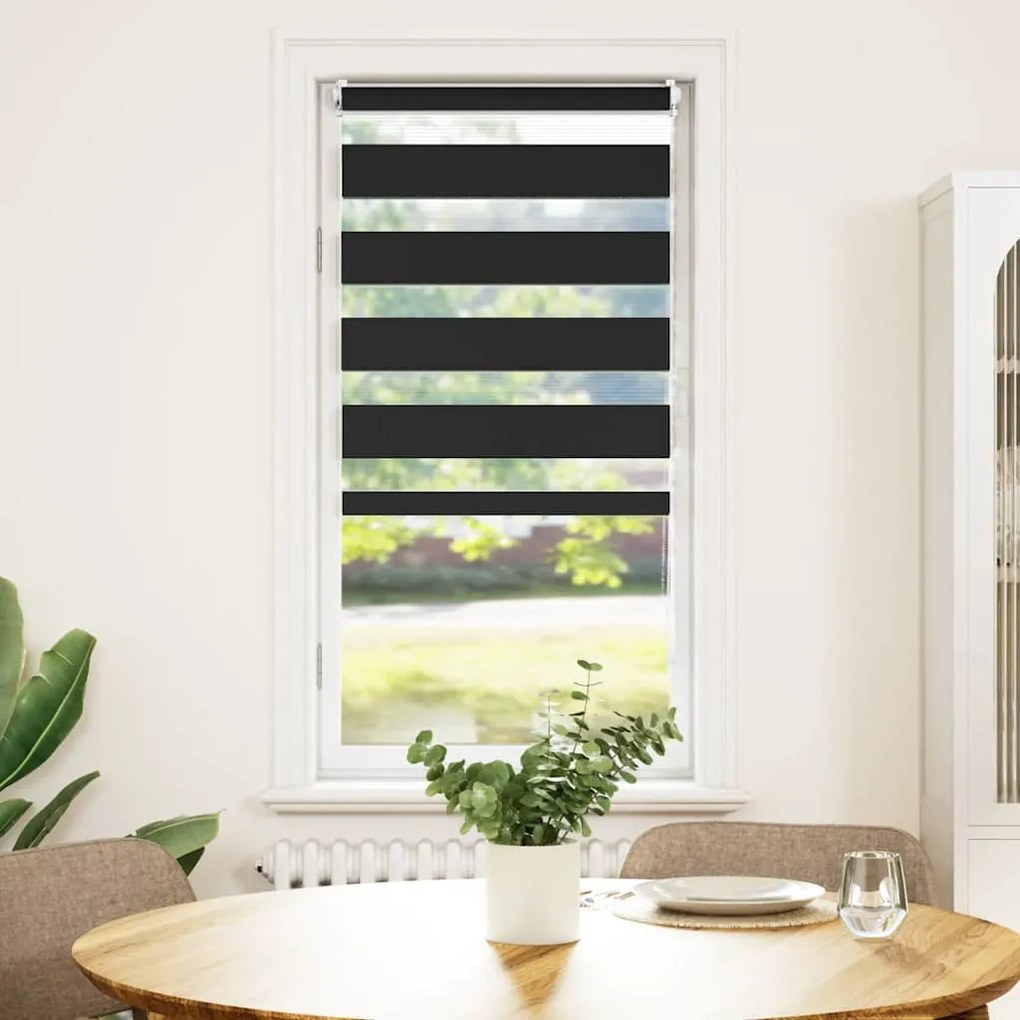 Estore de rolo 80 x 150 cm, linhas de zebra / Preto