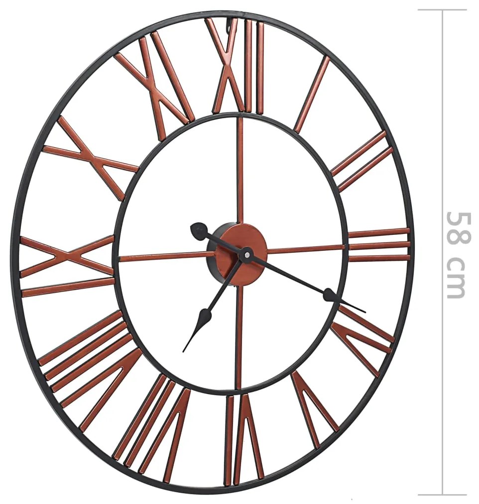 Relógio de parede metal 58 cm vermelho