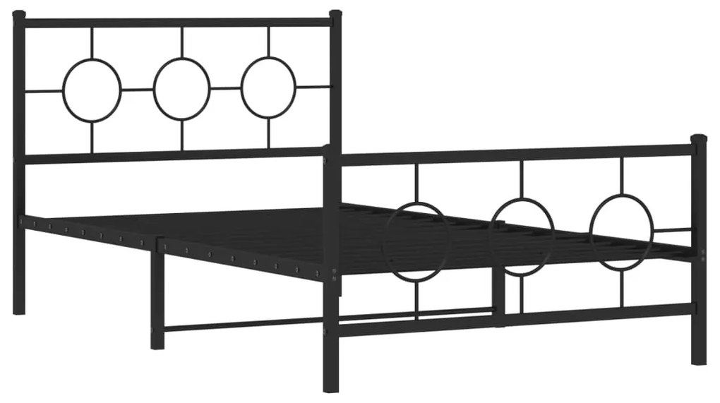 Estrutura de cama com cabeceira e pés 107x203 cm metal preto