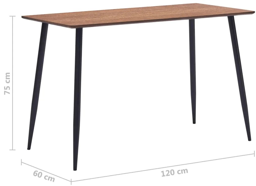 Mesa de jantar 120x60x75 cm MDF castanho