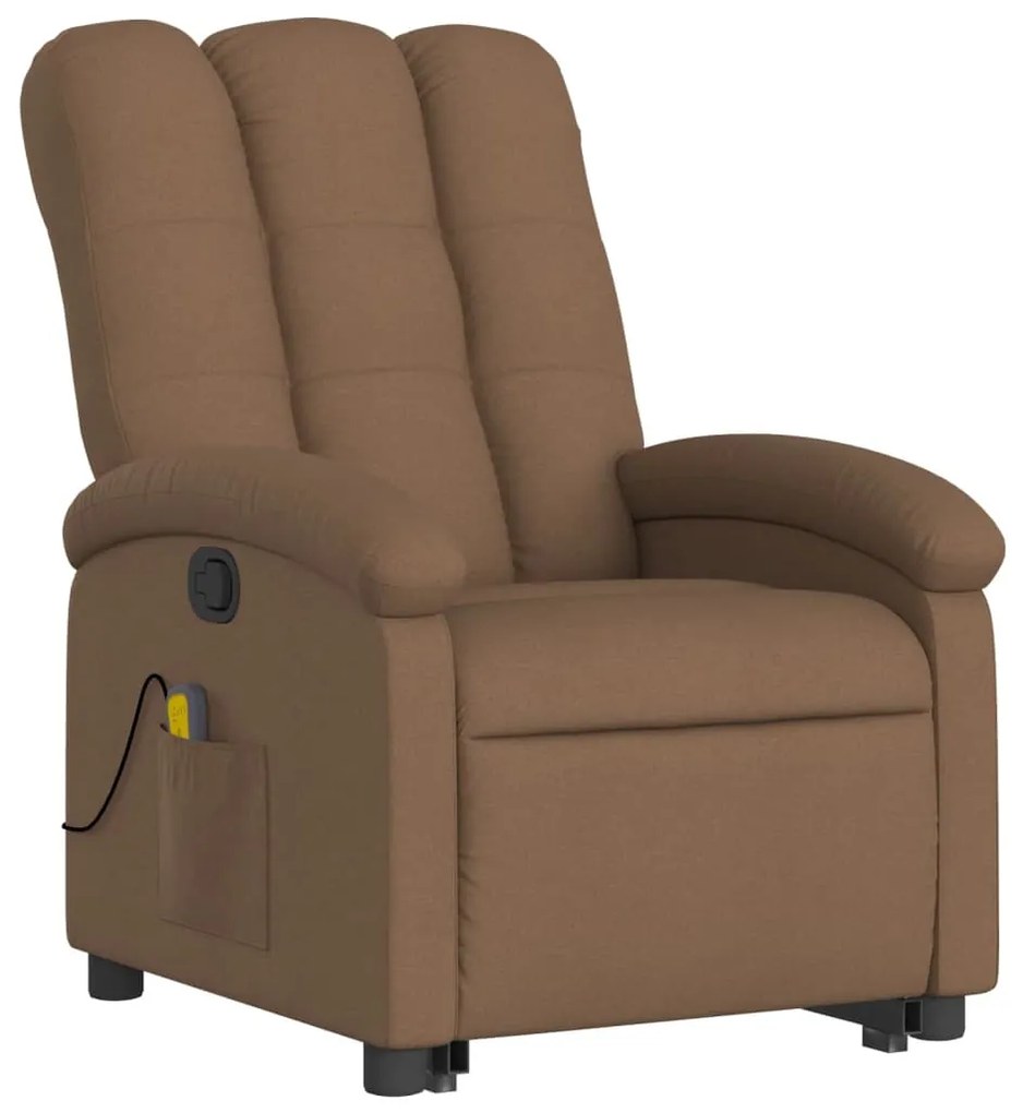Poltrona reclinável massagens tecido castanho