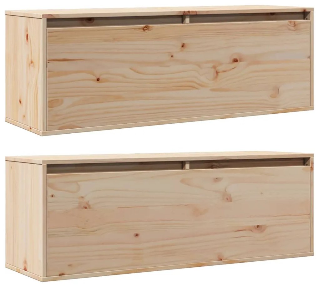 Armários de parede 2 pcs 100x30x35 cm pinho maciço cinza