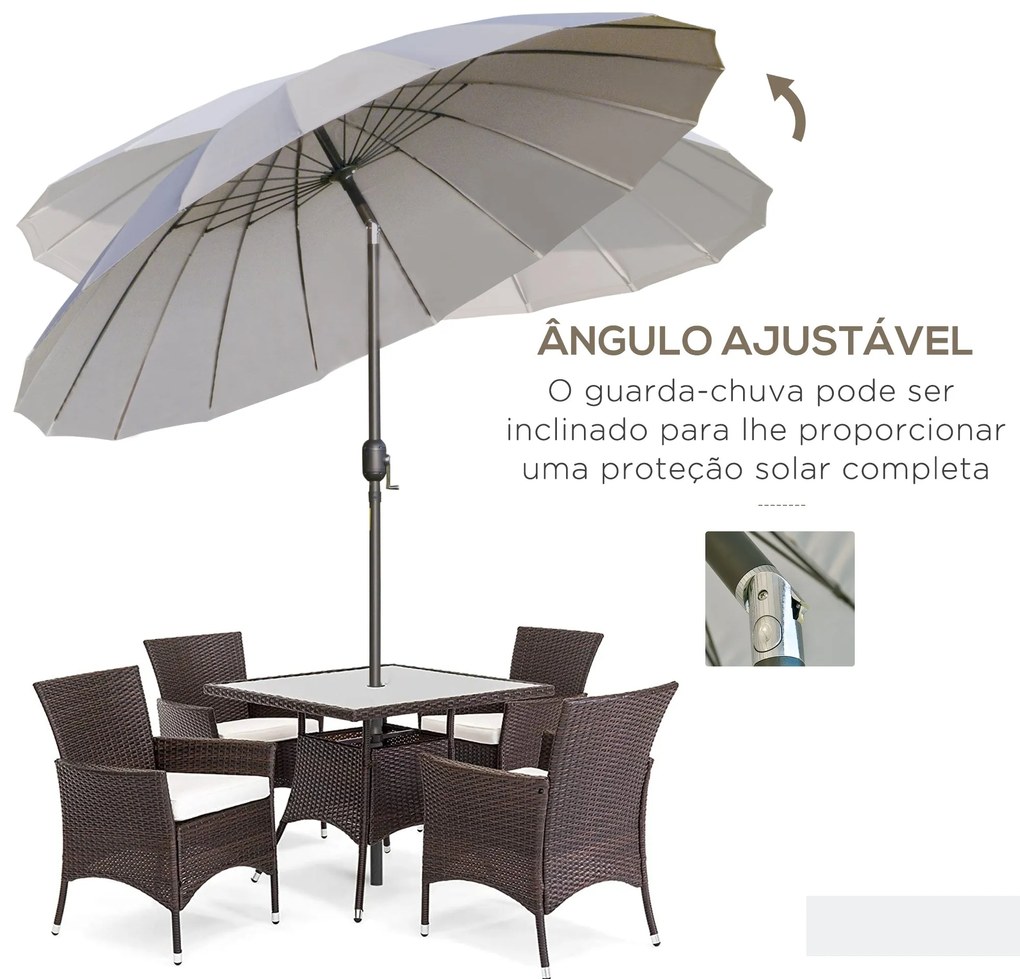 Chapéu de Sol de Jardim Ø2,5x2,4 m Chapéu de Sol de Terraço com Manive