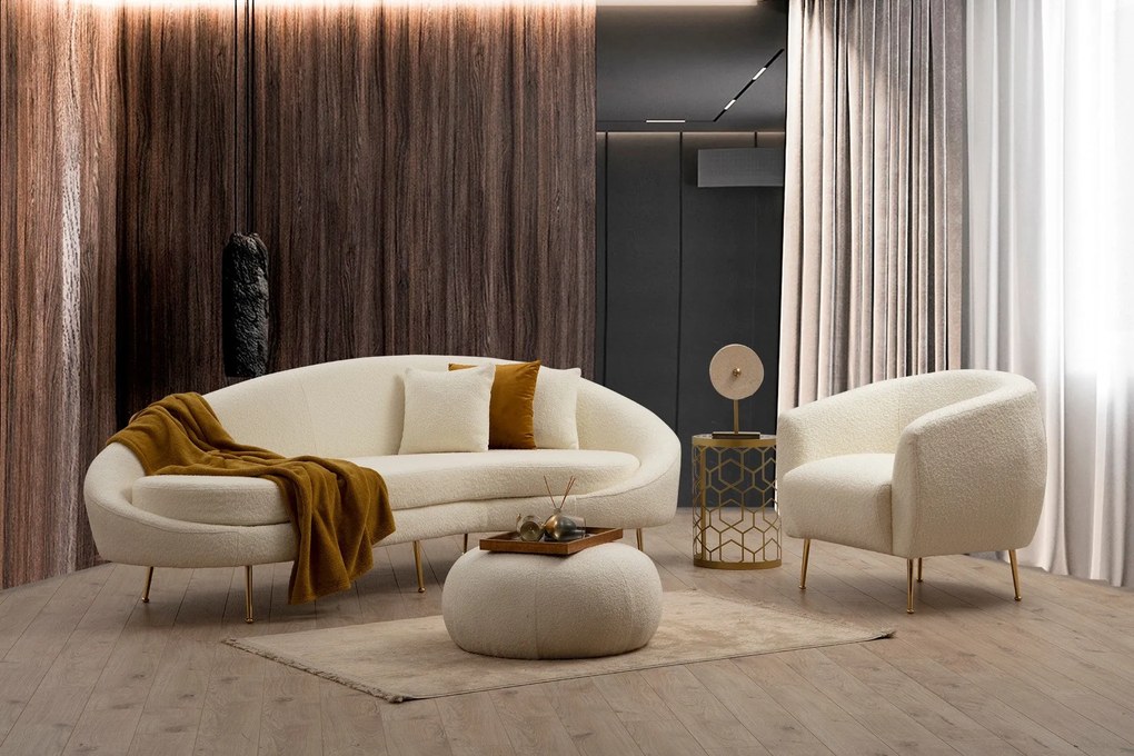 Sofá de 3 Lugares Eses – Creme (255 cm) | Luxo e Conforto