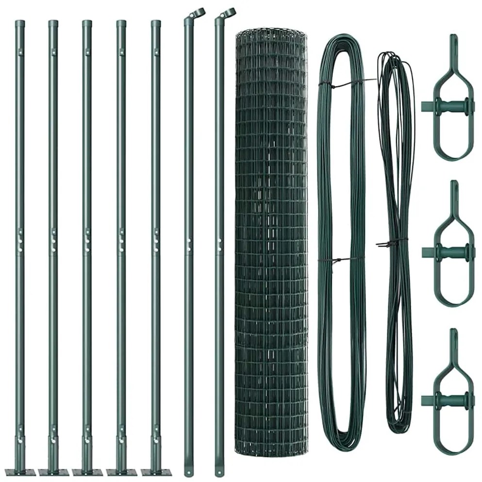 Cercado Euro com 7 Postes Flangeados 1,6 x 10 m em Aço Galvanizado