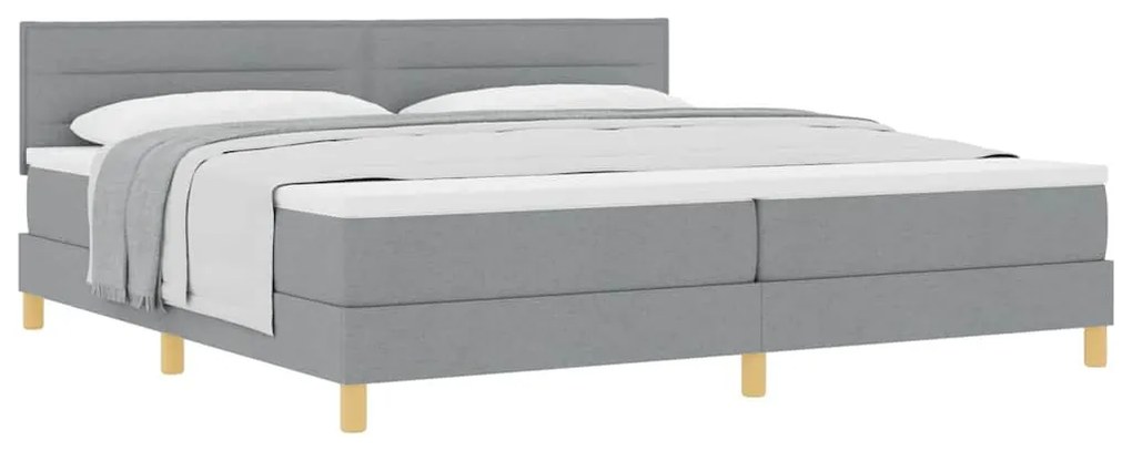 Cama Box Spring com Colchão Cinza Claro 200x200 cm Tecido