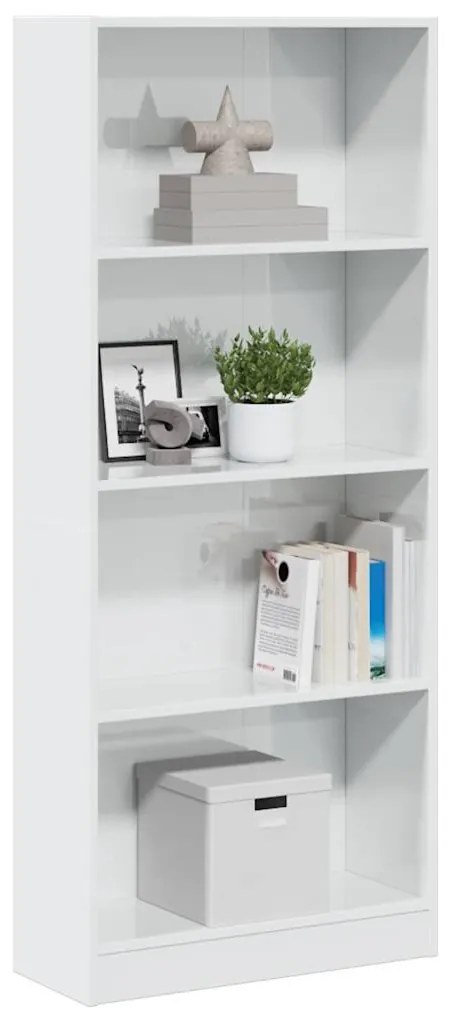 vidaXL Estante 60x24x143 cm derivados de madeira branco brilhante