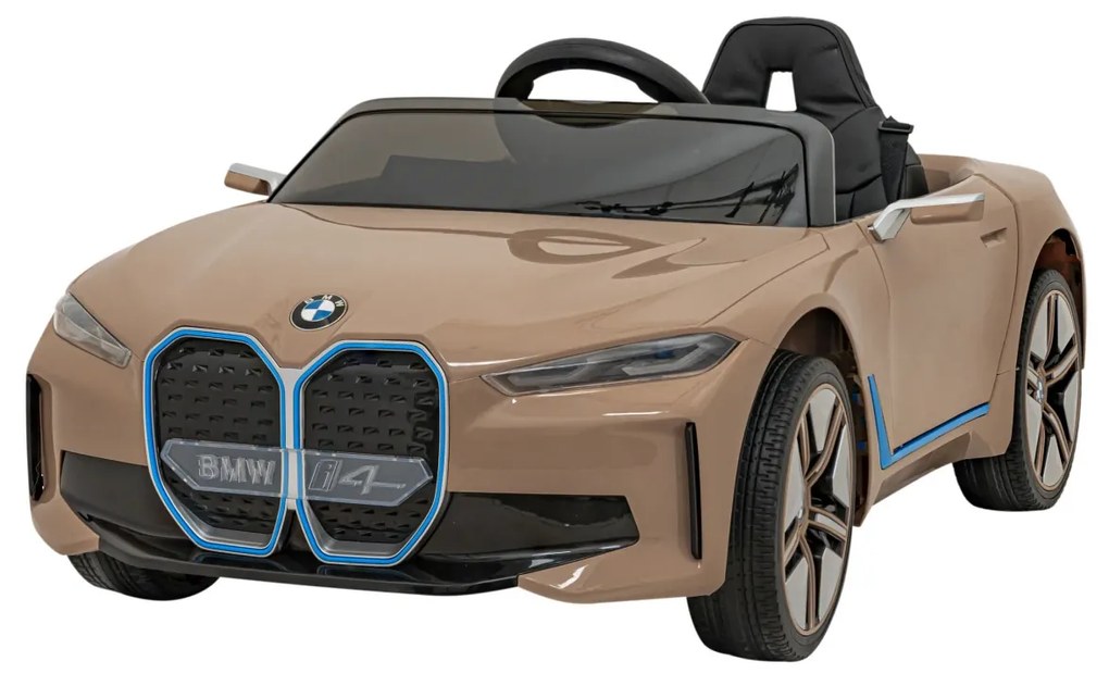 Carro elétrico para Crianças 12V BMW I4 Rodas de EVA, Assento de couro Dourado