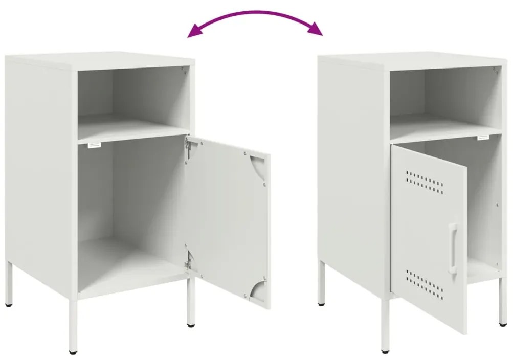 Mesa de cabeceira 36x39x68 cm aço branco
