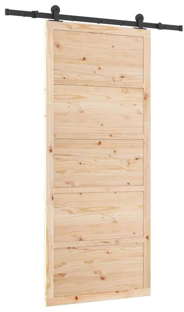 Porta Deslizante Castanho 80 x 208 cm Madeira de pinho maciça