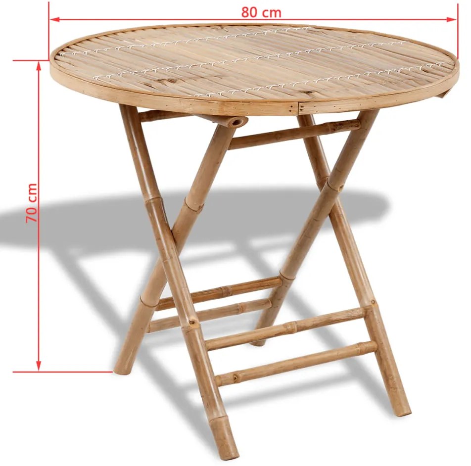 5 pcs conjunto de jantar dobrável p/ exterior bambu