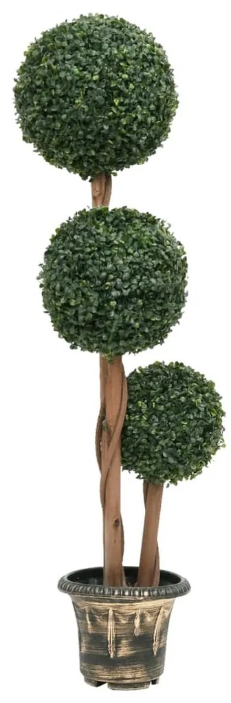 vidaXL Planta artificial buxo em forma de esfera com vaso 119 cm verde