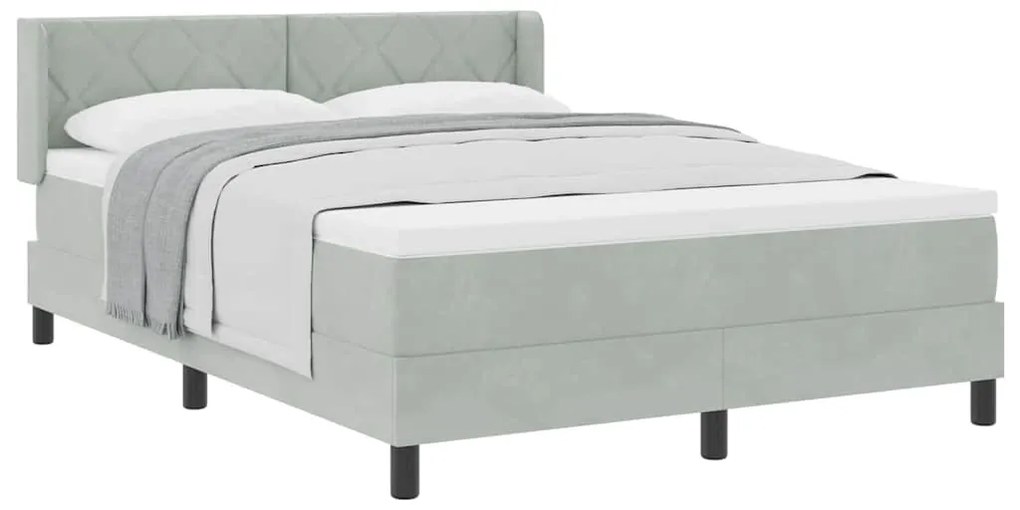Cama Box Spring vidaXL com Colchão Cinza-Claro 140x190 cm Veludo