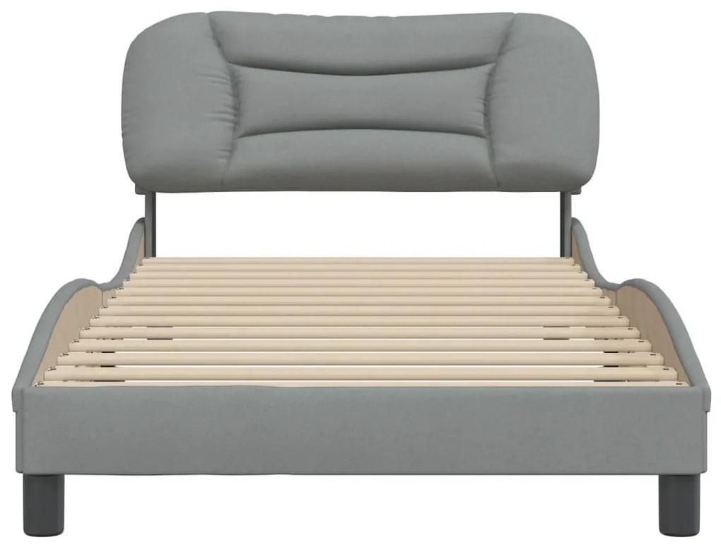Estrutura de cama sem colchão 100x200 cm tecido cinzento-claro