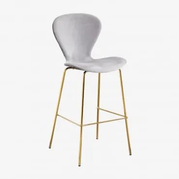 Pacote Com 4 Bancos Altos Uit ↑75 Cm & Dourado & Velluto Cinza Claro & Velluto - Sklum