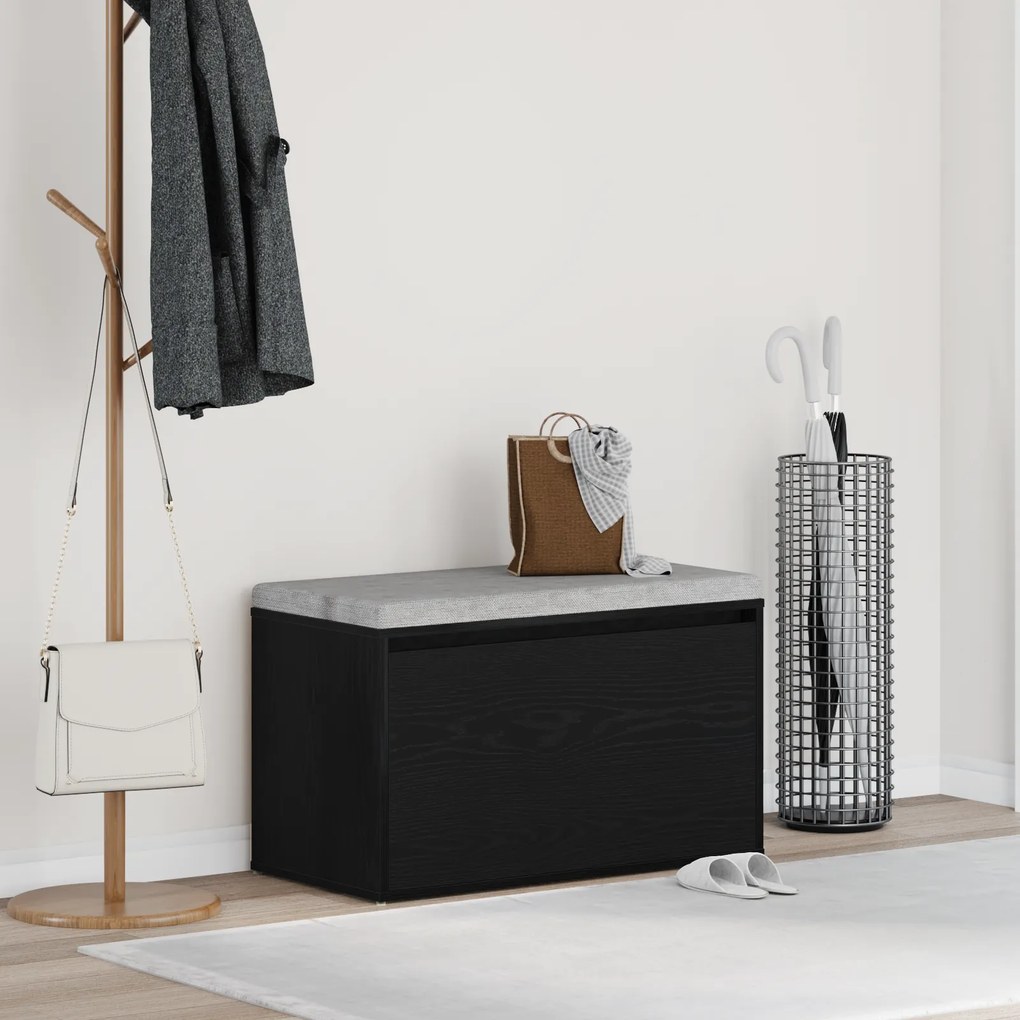 Banco de Hall vidaXL Preto Carvalho 80x40x45 cm Madeira de Engenharia
