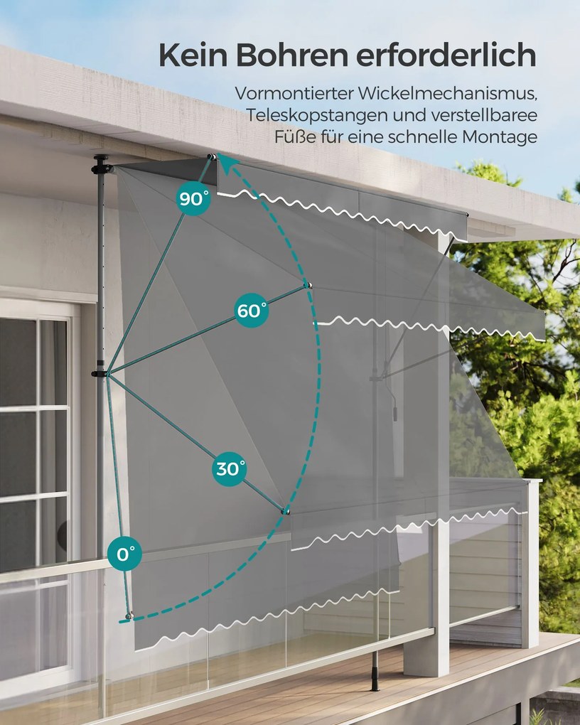 Toldo janelas ou varandas com manivela 350 x 120 cm antracite