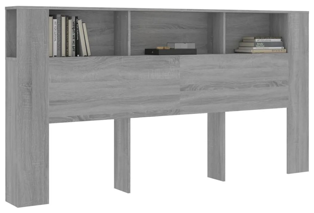 Armário de cabeceira 200x18,5x104,5 cm sonoma cinzento