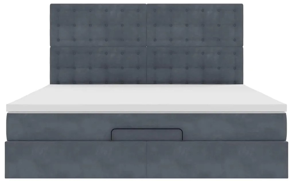 Estrutura cama otomana colchões 180x200 cm cinzento escuro