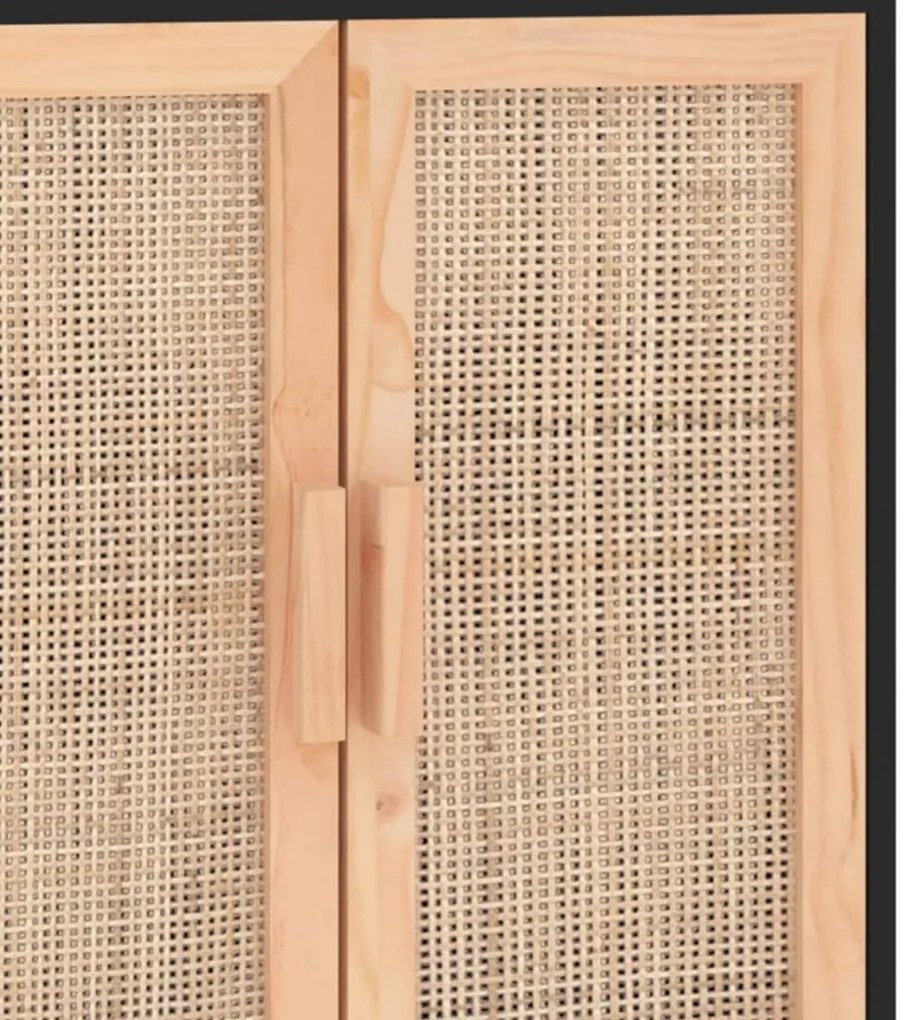 Aparador 60x30x70 cm pinho maciço/vime natural preto