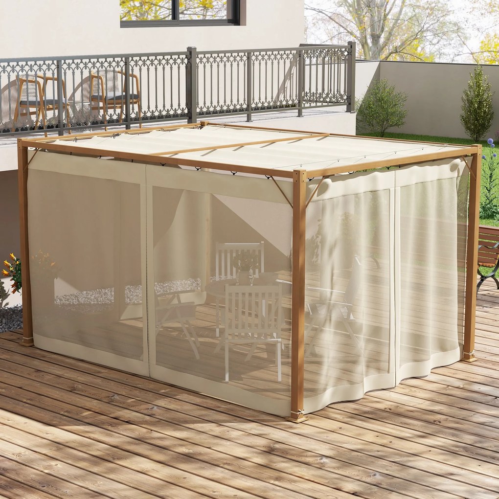 Pérgola de Jardim 4x3 m Pérgola para Exterior com Teto Retrátil Mosqui