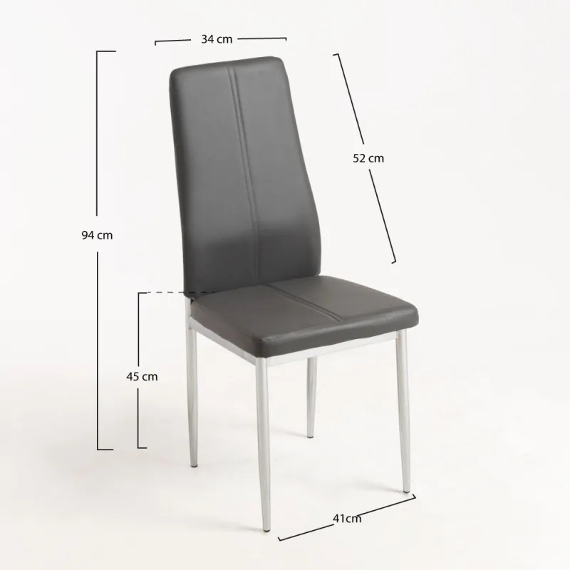 Cadeira Lonk Couro sintético - Cinza