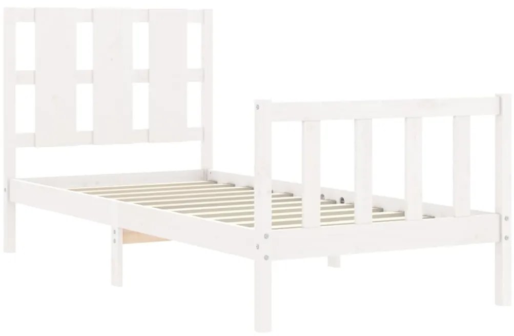Cama sem colchão 90x200 cm madeira de pinho maciça branco