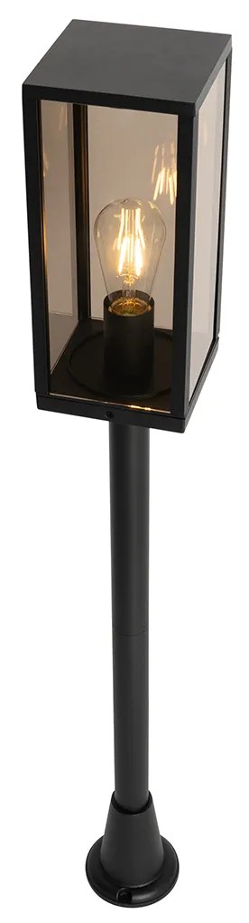 Candeeiro de pé exterior preto com fumê 100 cm IP44 - Charlois Moderno