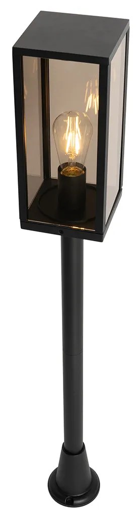 Candeeiro de pé para exterior preto fumê 100 cm IP44 - Charlois Moderno