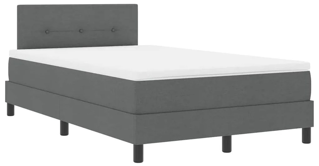 Cama Box com Colchão &amp; LED Cinza Escuro 120x200 cm Tecido