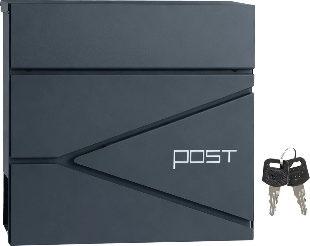 Caixa de correio com fechadura e compartimento para jornais 10,5 x 37 x 37 cm Antracite