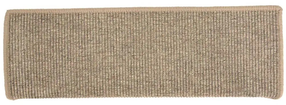 Tapetes de escada autoadesivos 15 pcs 65x21x4 cm bege-escuro
