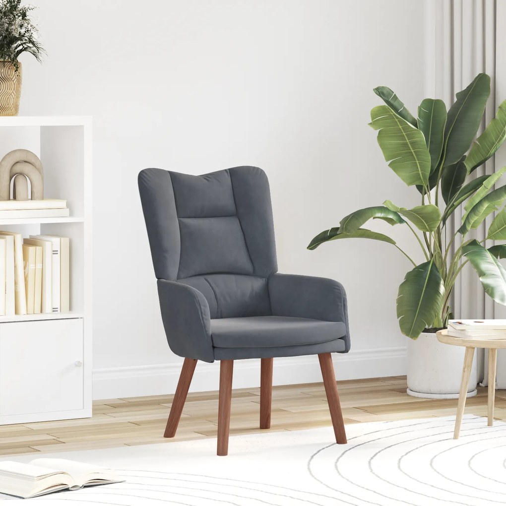Cadeira Relaxante vidaXL Veludo Cinza Escuro