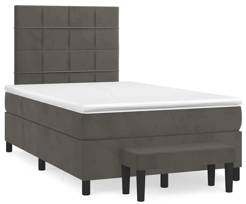 Cama boxspring com colchão 120x190 cm veludo cinzento-escuro