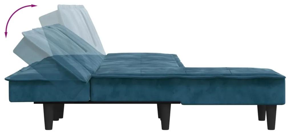 Sofá-cama em forma de L 255x140x70 cm veludo azul