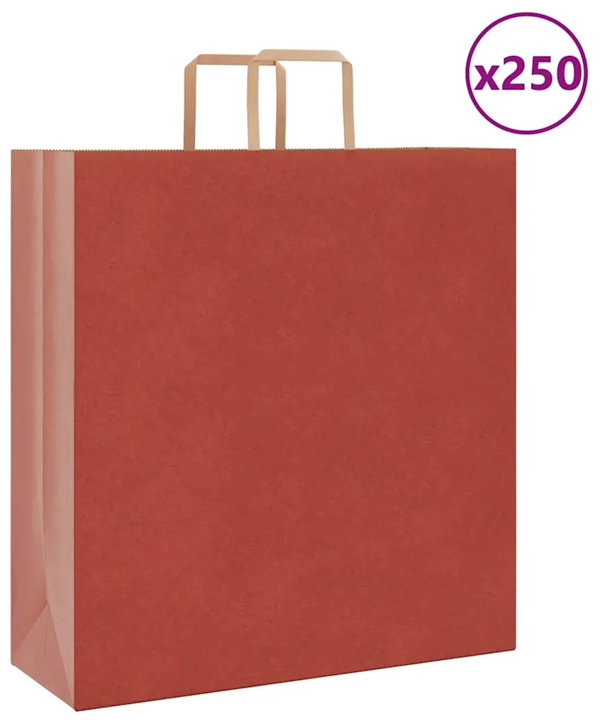 vidaXL Sacos de papel 250 unid com alças vermelhas 45x17x48 cm