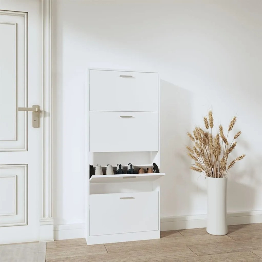 342518 vidaXL Sapateira 59x17x150 cm derivados de madeira branco