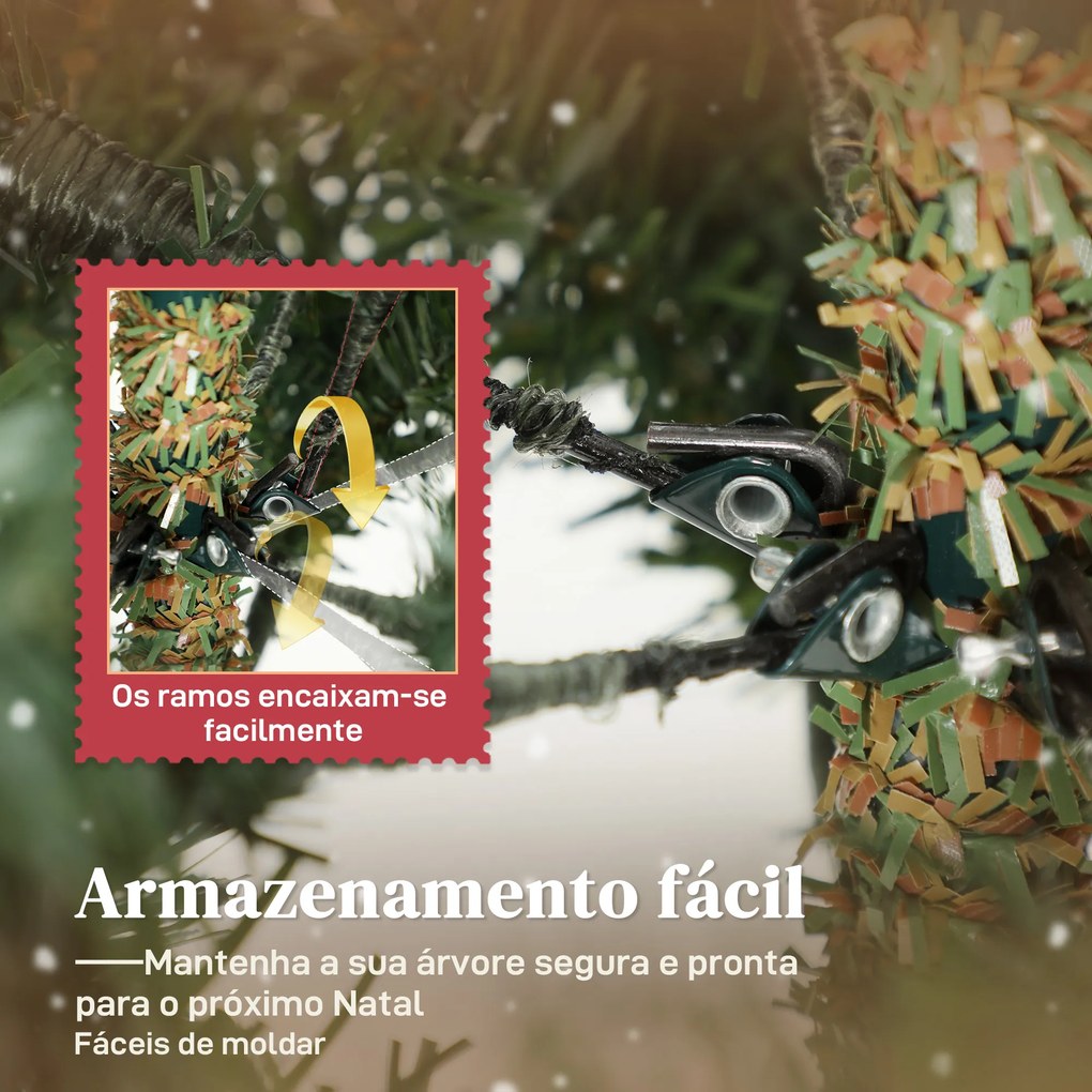 Árvore de Natal Artificial (SEM DECORAÇÕES) 150 cm com 1186 Ramos Densos Suporte Metálico Dobrável para Interior Verde