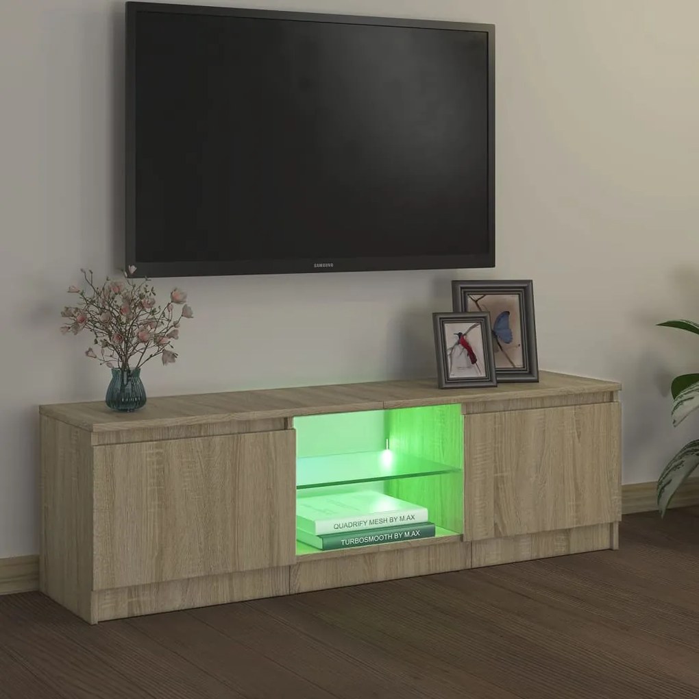 Móvel de TV com luzes LED 120x30x36 cm carvalho sonoma