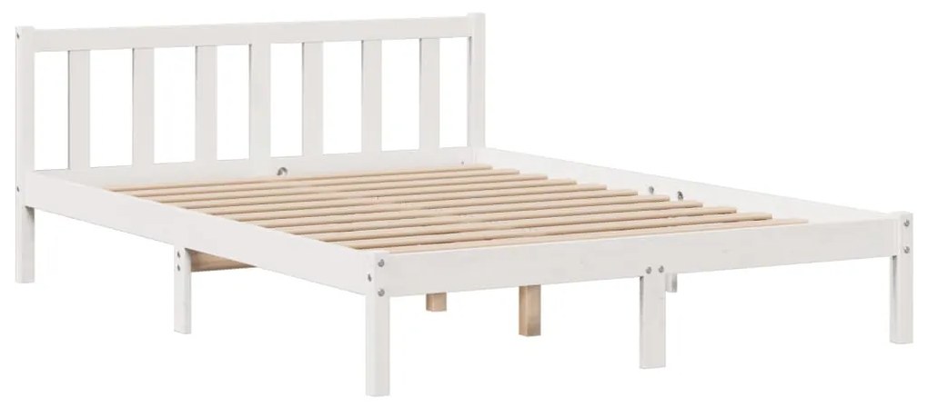 Cama com estante sem colchão 140x200 cm pinho maciço branco